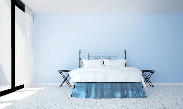 The interior bedroom design and blue wall texture background — Stock Photo, Image