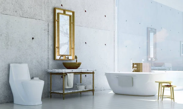 3d rendering fa lépés, fürdÅszoba és wc vel, üveg válaszfal ...