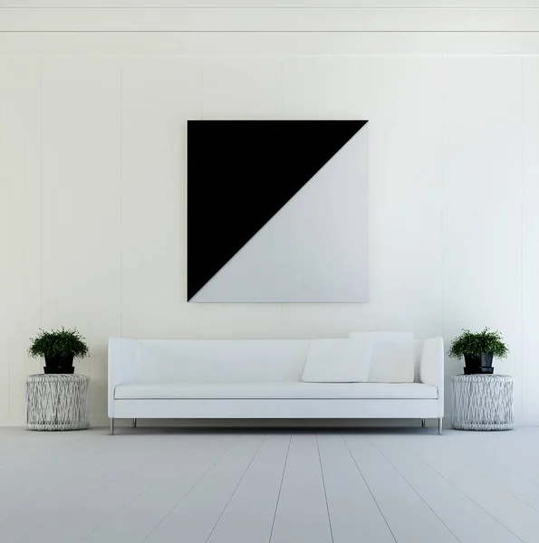 Il design interioir del divano moderno soggiorno e cornice — Foto Stock