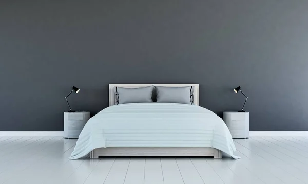 最低限寝室と灰色の壁テクスチャ背景のインテリア デザイン — ストック写真