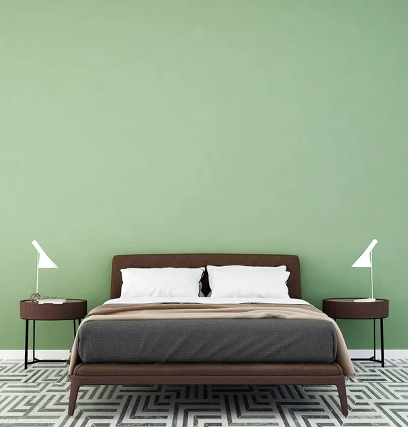 室内设计的现代居室及绿色模式的背景墙上 — 图库照片