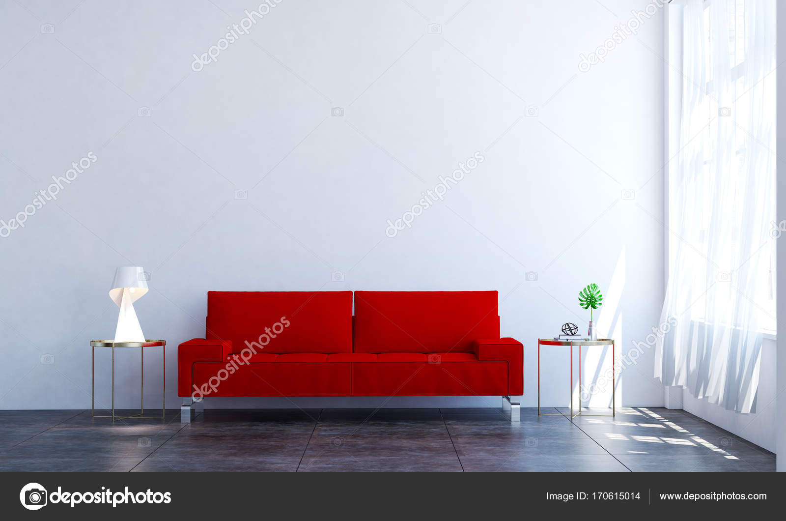 The Interior Design Idea Of Minimal Red Sofa And Living Room 3d Rendering Interior Design Of Luxury Minimal Living Room Idea Photo By Teeraphan