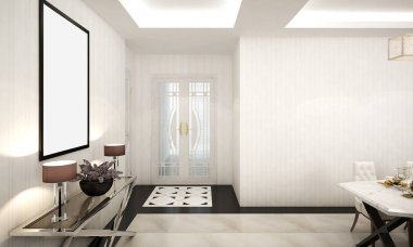 Modern lüks fuaye oturma odası ve beyaz duvar desen tasarım iç 