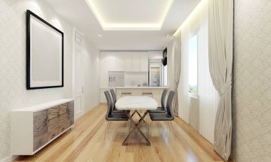 Modern yemek odası ve duvar desen tasarım iç