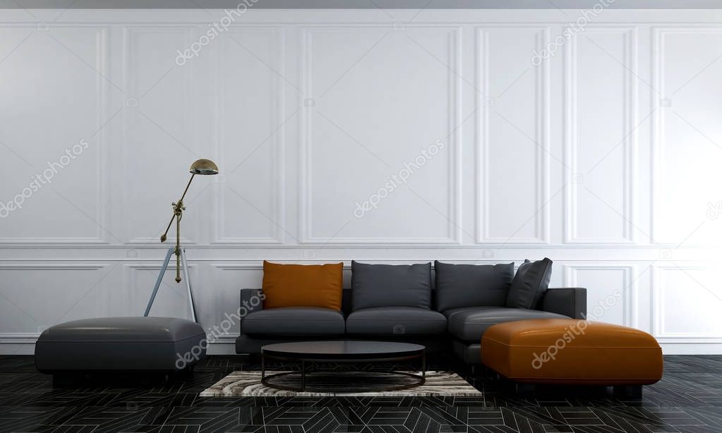 he interior design of modern lounge sofa and living room and wall texture