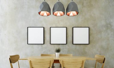 the interior design of dining room and concrete texture wall background clipart