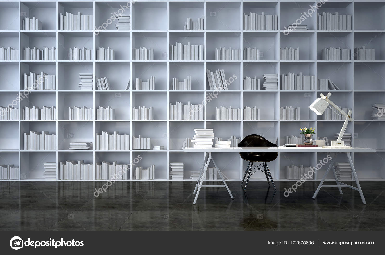 Pictures Bookshelf Design The Working Table And White Book Shelf Design In The Office And Library Stock Photo C Teeraphan 172675806
