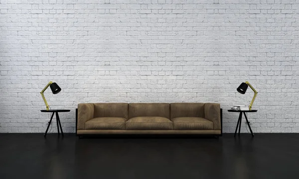 The modern lounge and living room and brick wall background interior design — Stock Photo, Image