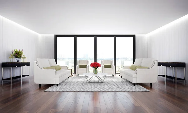 Lüks salon ve oturma odası iç tasarım ve beyaz arka plan duvar