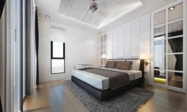 Modern yatak odası iç tasarım ve desen arka plan