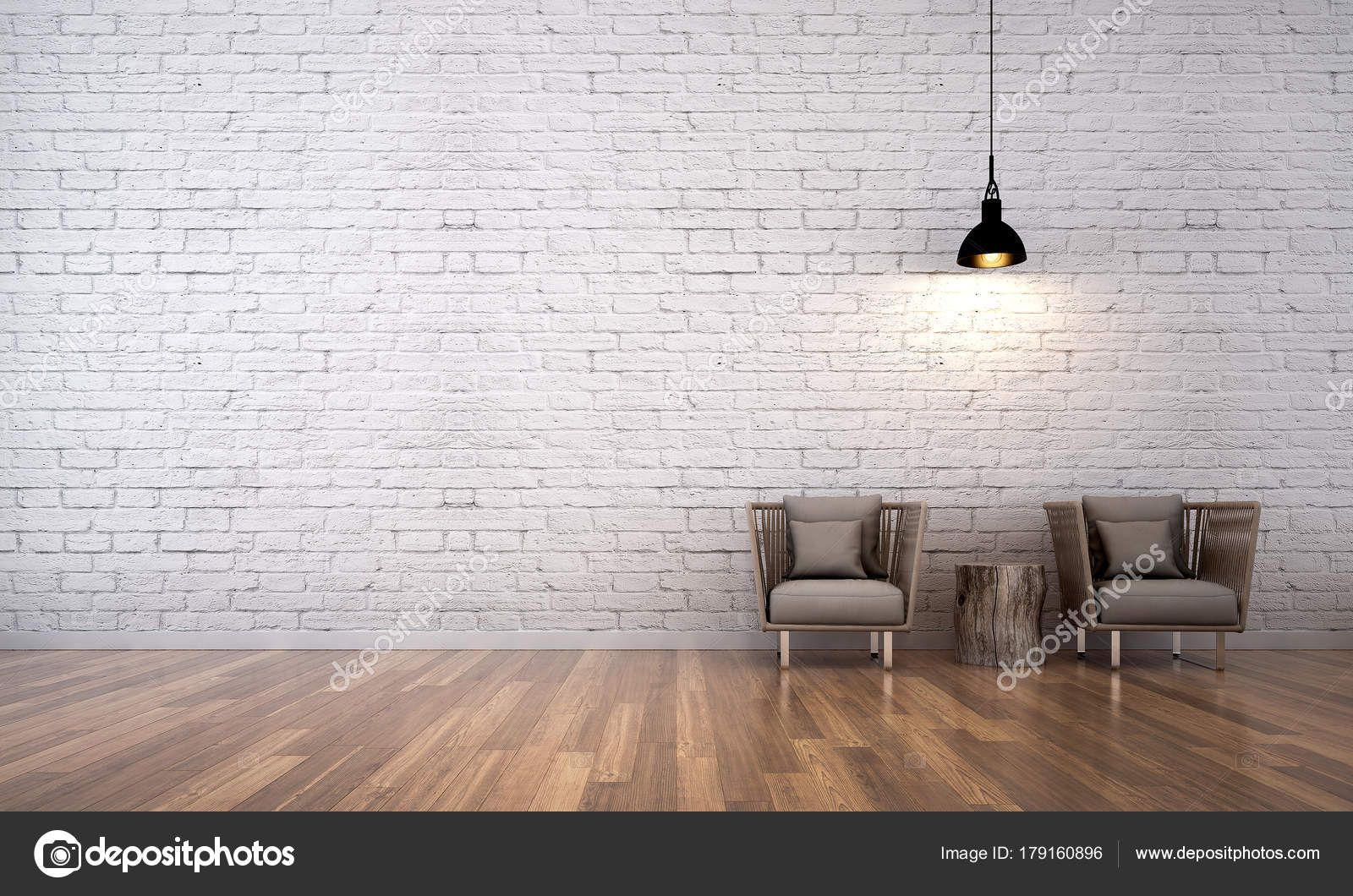 Minimal Living Room Interior Design Brick Wall Pattern ...
