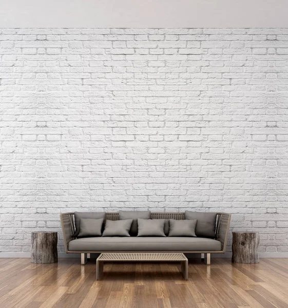 Modern Living Room Interior Design Brick Wall Pattern Background Idea — Stock Photo, Image