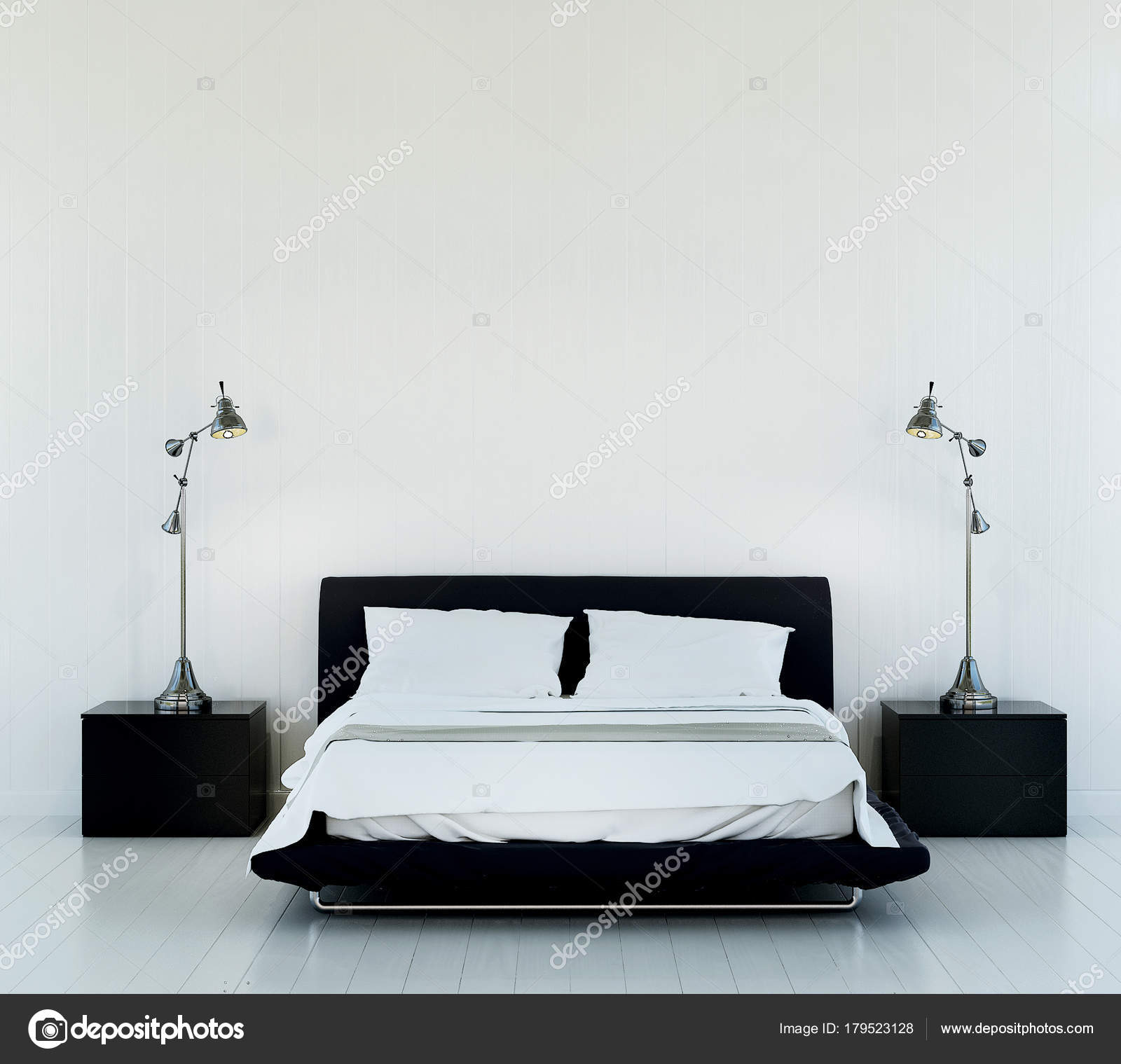 Rendering Interior Design Modern Bedroom Wood Wall Texture