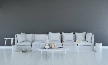 Lounge plaj ve kanape alan ve duvar desen arka plan yaşayan iç tasarım