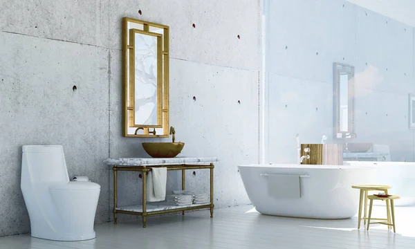 The luxury bathroom interiors design idea concept and concrete texture wall background