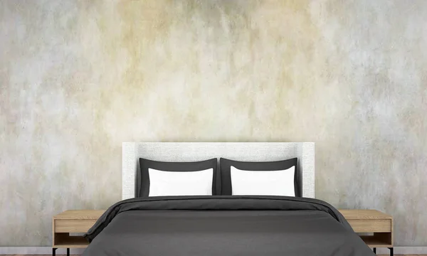 インテリア ベッドルーム デザイン アイデアと白い壁パターン テクスチャ背景 — ストック写真