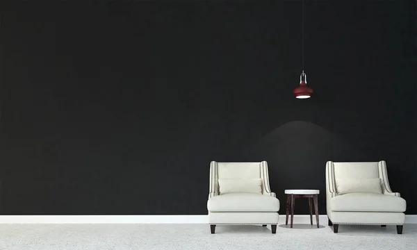 Het Interieur Van Moderne Luxe Van Lounge Woonkamer Zwarte Patroon — Stockfoto