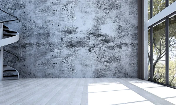 Boş modern loft oturma odası iç tasarım ve beton duvar arka plan desen