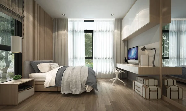 Moderno Diseño Loft Interior Del Dormitorio —  Fotos de Stock