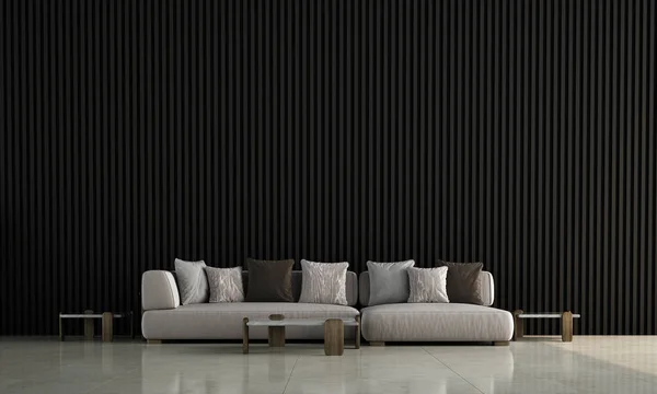 Concetto Interior Design Del Moderno Salotto Nero Sfondo Della Parete — Foto Stock