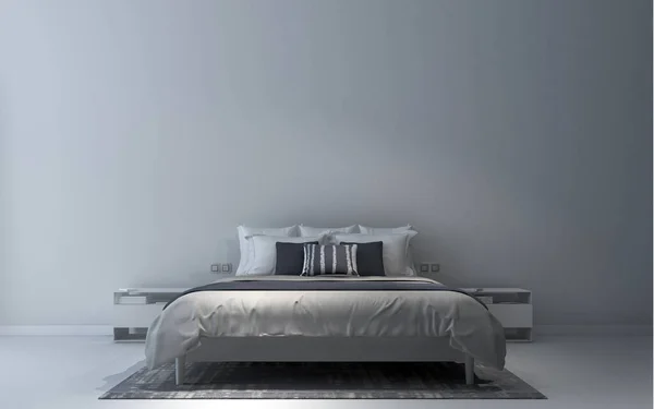 寝室のインテリアデザインと具体的なテクスチャの壁の背景 — ストック写真