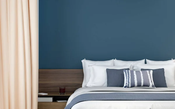 Desain Interior Kamar Tidur Modern Yang Minimal Dan Pola Latar — Stok Foto
