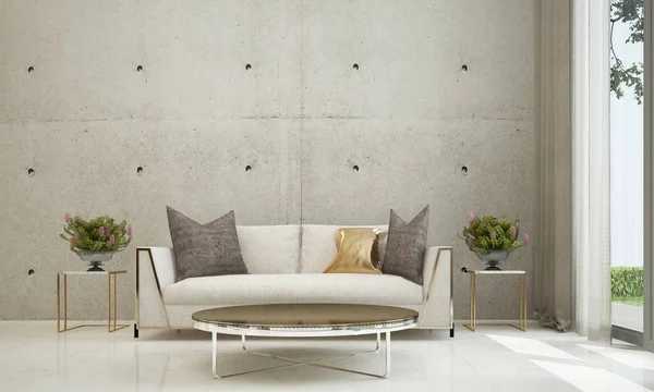 Modern oturma odası ve beton duvar dokusu iç tasarım 