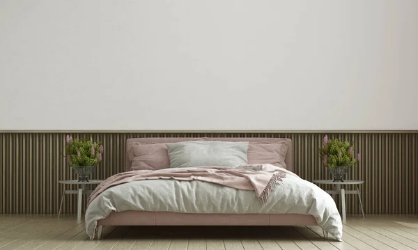 Diseño Interior Del Dormitorio Minimalista Fondo Textura Pared Hormigón — Foto de Stock