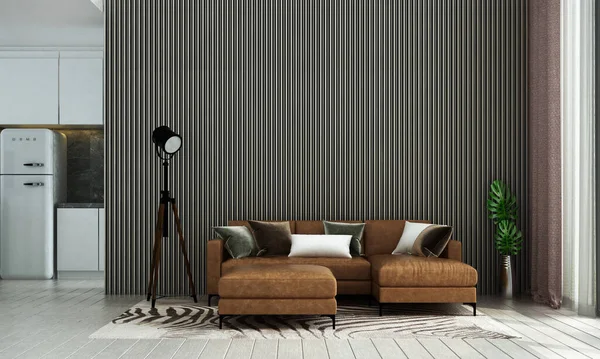 モダンな居心地の良いリビングルームと白い壁のテクスチャの背景インテリアデザイン — ストック写真