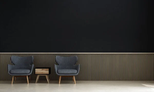 Moderne Gezellige Woonkamer Zwarte Muur Textuur Achtergrond Interieur — Stockfoto
