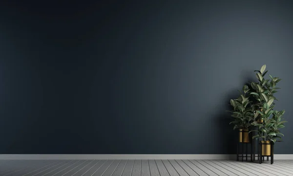 Modern konforlu boş oturma odası ve mavi duvar dokusu iç tasarım