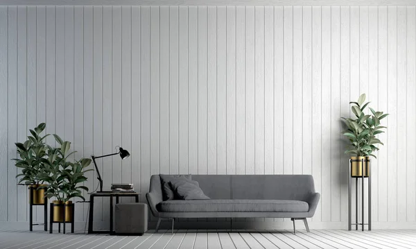 Moderno Interior Blanco Sala Estar Diseño Madera Pared Patrón Textura — Foto de Stock