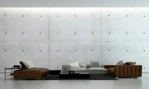 Minimum Oturma Odası Tasarımı Beton Duvar Arkaplanı — Stok fotoğraf
