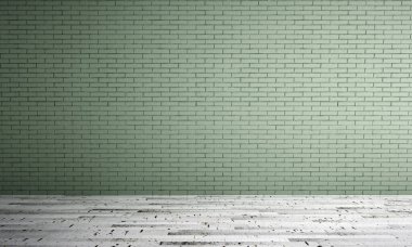 Modern konforlu oturma odası tasarımı ve yeşil tuğla duvar arka planı