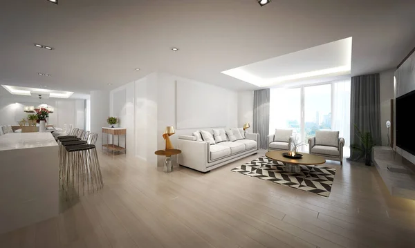 Moderna Casa Luxo Apartamento Sala Estar Sala Jantar Design Interiores — Fotografia de Stock