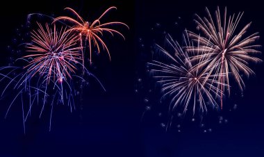 Fireworks ile kaplı gökyüzü 