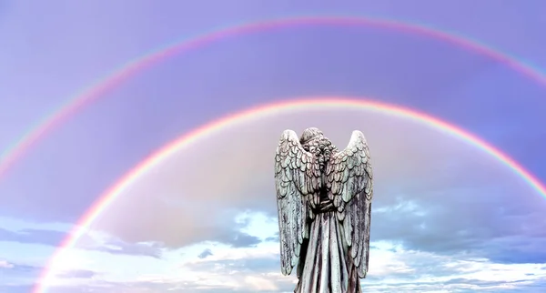 Doppelte Regenbogen Gottes Versprechen von Liebe, Fürsorge, Unterstützung und Protektion — Stockfoto