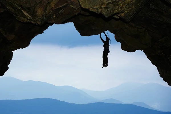 Rock Climber extremsport och bergsklättring begrepp — Stockfoto