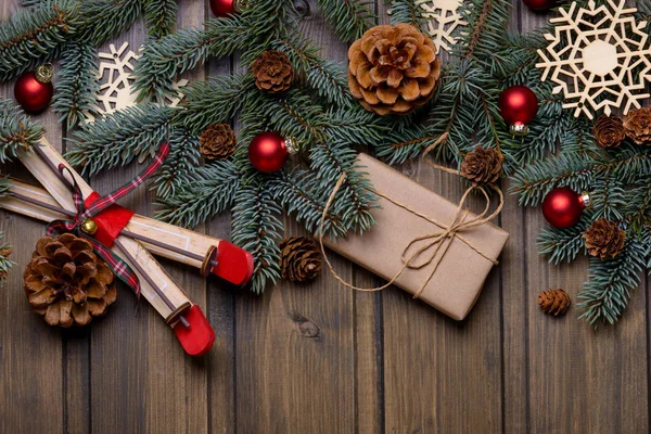 Karácsony vagy újév kártya hely Üdvözlet — Stock Fotó