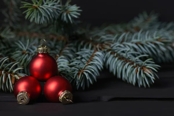 Closeup fir tree and balls glass — Stock Photo, Image