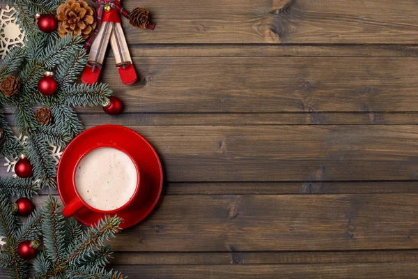 Kaffe och jul dekoration — Stockfoto