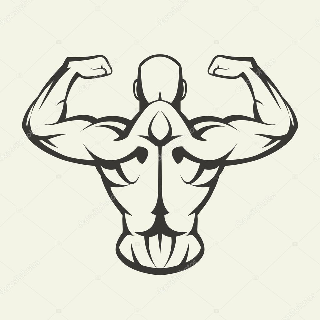 Bodybuilder Vector Illustration. Good for Sport Label, Gym Badge, Fitness Logo Design, Emblem Graphics. Sport Symbol, Exercise Logo.
