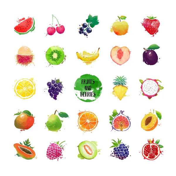 Frutta e bacche . — Vettoriale Stock