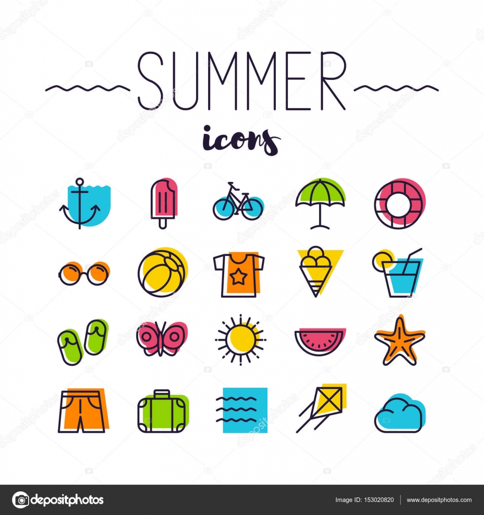 Summer icons set