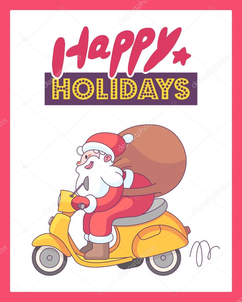 Santa Claus delivery greeting card or poster.