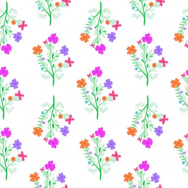 Parlak el çiçekleri beyaz zemin üzerine çekilmiş.