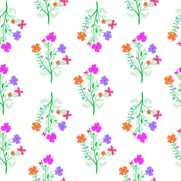 Helle handgezeichnete Blumen auf weißem Hintergrund — Stockvektor