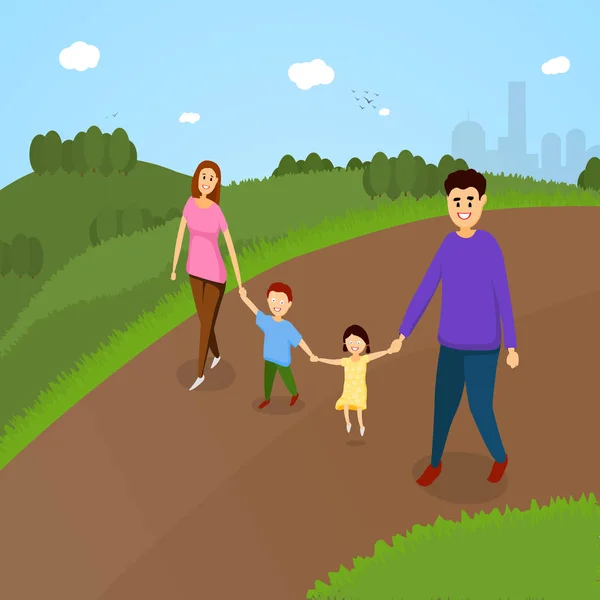 Sæsonbestemt familie park illustration – Stock-vektor