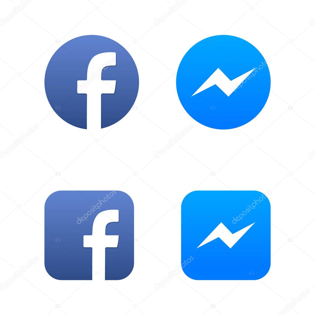 UKRAINE - CHERKASY JANUARY 22, 2018 Facebook and messenger media apps icons