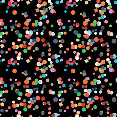 Sorunsuz konfeti desen siyah arka plan üzerine.